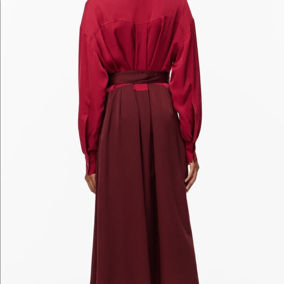 Zara Limited Edition Red Satin Effect Midi Belt Dress - Picture 6 of 8